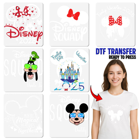 Cute Disney Squad Grandpa DTF Transfer Iron-On Vacation Family Theme Pop Culture Apparel Ready to Press