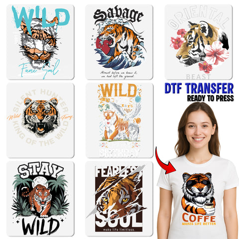 Empowering Beast Mode DTF Transfer Apparel - Bold Tiger Print Ready to Press for Motivational Shirts & Fitness Enthusiasts