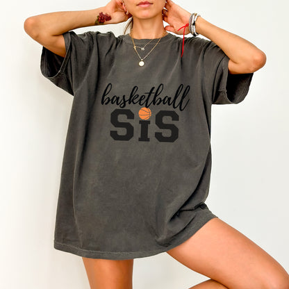 Basketball SIS DTF Transfer Iron-On Cute Sports Theme Ready To Press for Sisters Apparel Basketball Gift