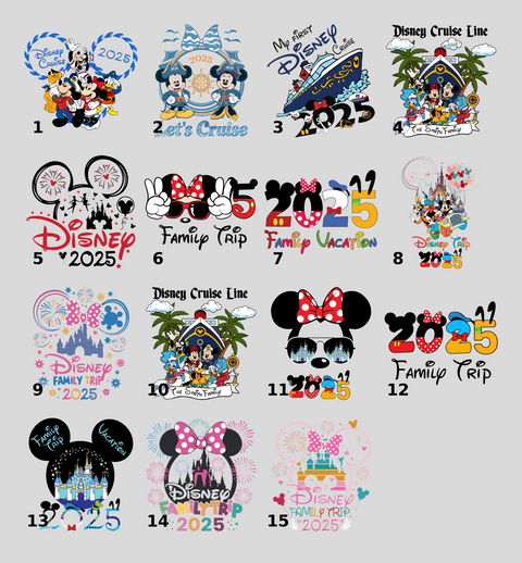 Retro Disney Trip 2025 DTF Transfer for Family Vacation Shirt, Cute Iron-On Mickey Celebration, Group Apparel Ready to Press