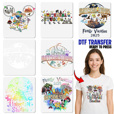 Nostalgic Movie Theme DTF Transfer Iron-On for Family & Friends T-Shirt, Ready to Press Magical Film Apparel for Group Outing