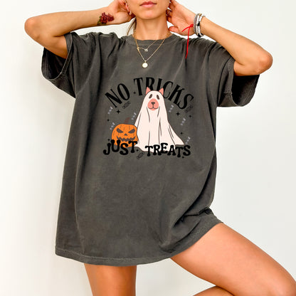 Cute Funny Halloween Dog Ghost & Pumpkin DTF Transfer for T-Shirts - Ready To Press for Dog Lovers & Halloween Enthusiasts