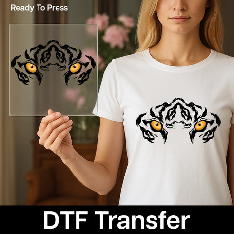 Cute Halloween Cat Face DTF Transfer for Cat Lovers & Spooky Apparel Iron-On Ready To Press Shirt Gift