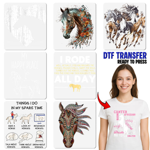 St. Patrick's Day Lucky Horse DTF Transfer, Cute Shamrock Celtic Horse Art Iron-On for Equestrian Apparel & T-Shirts