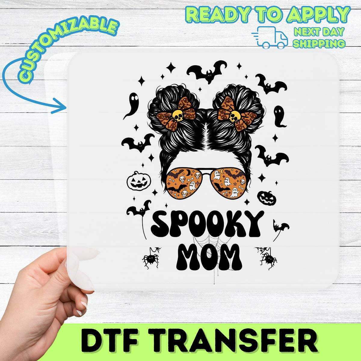 Cute Spooky Halloween DTF Transfer Iron-On Ready To Press for Apparel - Funny Ghosts & Bats for Party Enthusiasts