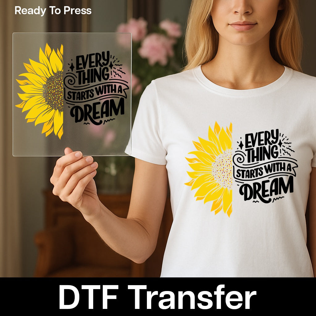 Inspirational Sunflower DTF Transfer Boho Chic Floral Quote & Nature Lover Gift for Women's Apparel