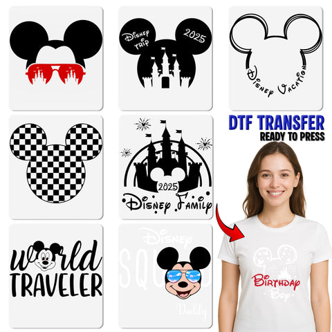 Family Vacation Disney 2025 DTF Transfer Cute Iron-On for Group Trip T-shirts & Apparel