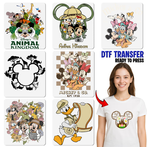 Nature Adventure Silhouette DTF Transfer for Family & Friends, Ready to Press Iron-On Wildlife Theme T-Shirt or Hoodie