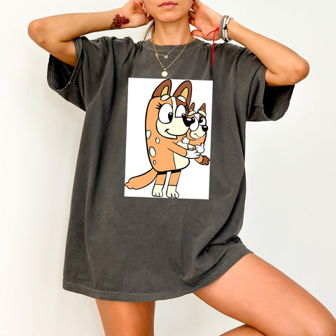 Cute Family Dog DTF Transfer for Pet Lovers Apparel & Group Matching Shirts, Ready to Press Cartoon Animal Design