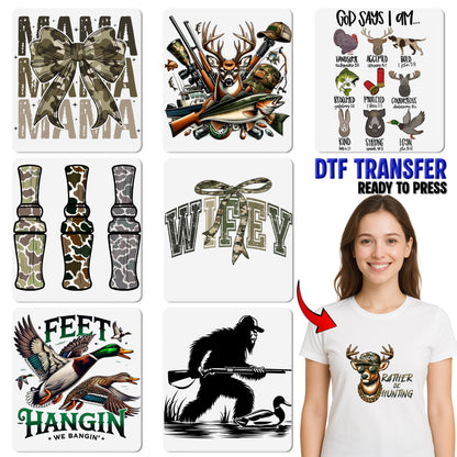 Camo Dog Silhouette DTF Transfer | Perfect for Hunters & Outdoor Enthusiasts | Iron-On Apparel Gift