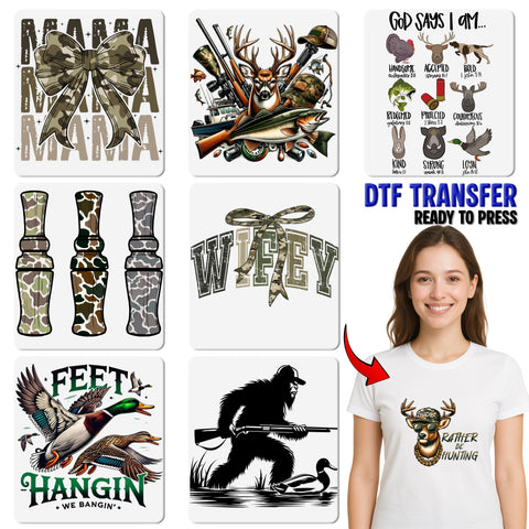 Camo Dog Silhouette DTF Transfer | Perfect for Hunters & Outdoor Enthusiasts | Iron-On Apparel Gift