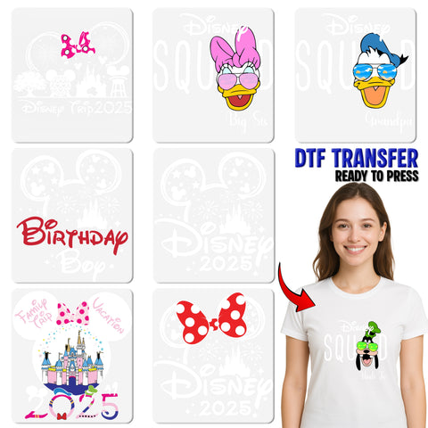 Magical Disney 2025 DTF Transfer for Family Vacation Shirts | Ready To Press Castle Silhouette for Group Celebration T-Shirts