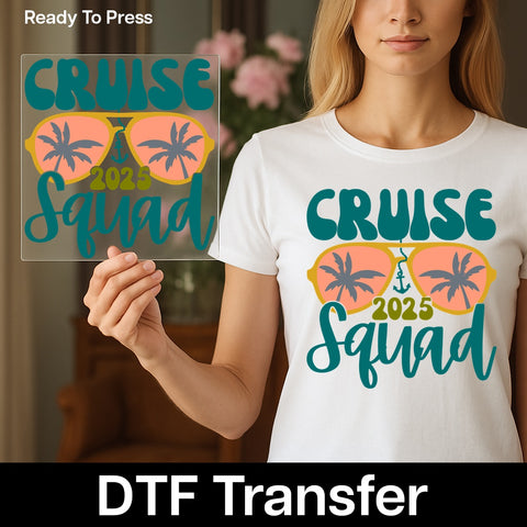 Cruise Squad 2025 Retro Cute DTF Transfer for T-shirts & Apparel - Ready to Press Group Vacation Holiday Outfit