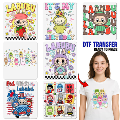 Cute Pajama Party DTF Transfer Iron-On for Family & Friends Apparel: Sleepover Cartoon Characters Tee Art