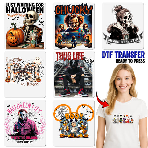 Iron-On Funny Halloween Pumpkin DTF Transfer Ready To Press for Trumpkin Fans T-Shirt or Sweatshirt Apparel