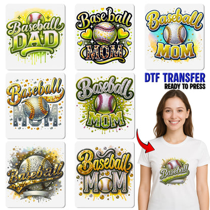 Baseball Mom DTF Transfer Ready To Press Dazzling Sports Mom Apparel Cute Glitter Shirt Gift