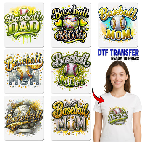 Baseball Mom DTF Transfer Ready To Press Dazzling Sports Mom Apparel Cute Glitter Shirt Gift
