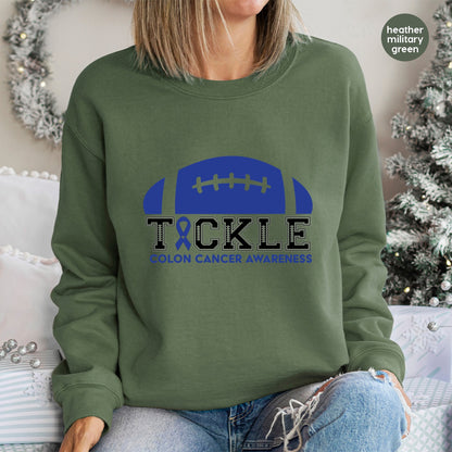 Colon Cancer Awareness Football Ready To Press DTF Transfer for Shirts & Sweatshirts - Support Health & Team Spirit Apparel