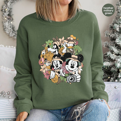 Cute Safari Adventure DTF Transfer Ready To Press Retro Character Shirt for Family Group Celebrations