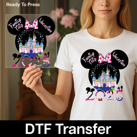 Magical Castle Family Vacation DTF Transfer for Whimsical Group Trip Shirt Cute Iron-On Ready To Press Apparel