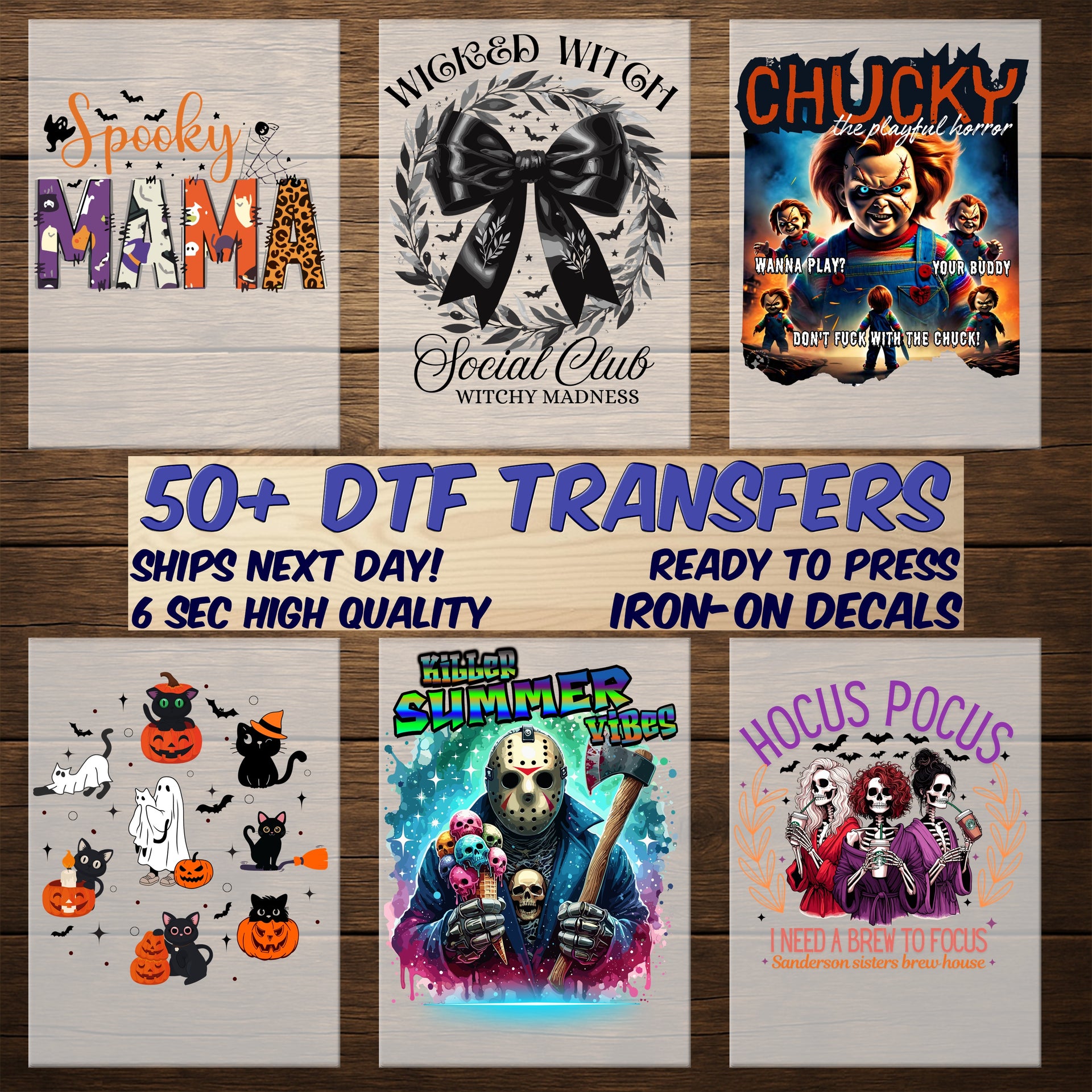 Cute Disney Halloween Character DTF Transfer, Ready To Press for Family Apparel, Kids Shirt, Fun Halloween Iron-On