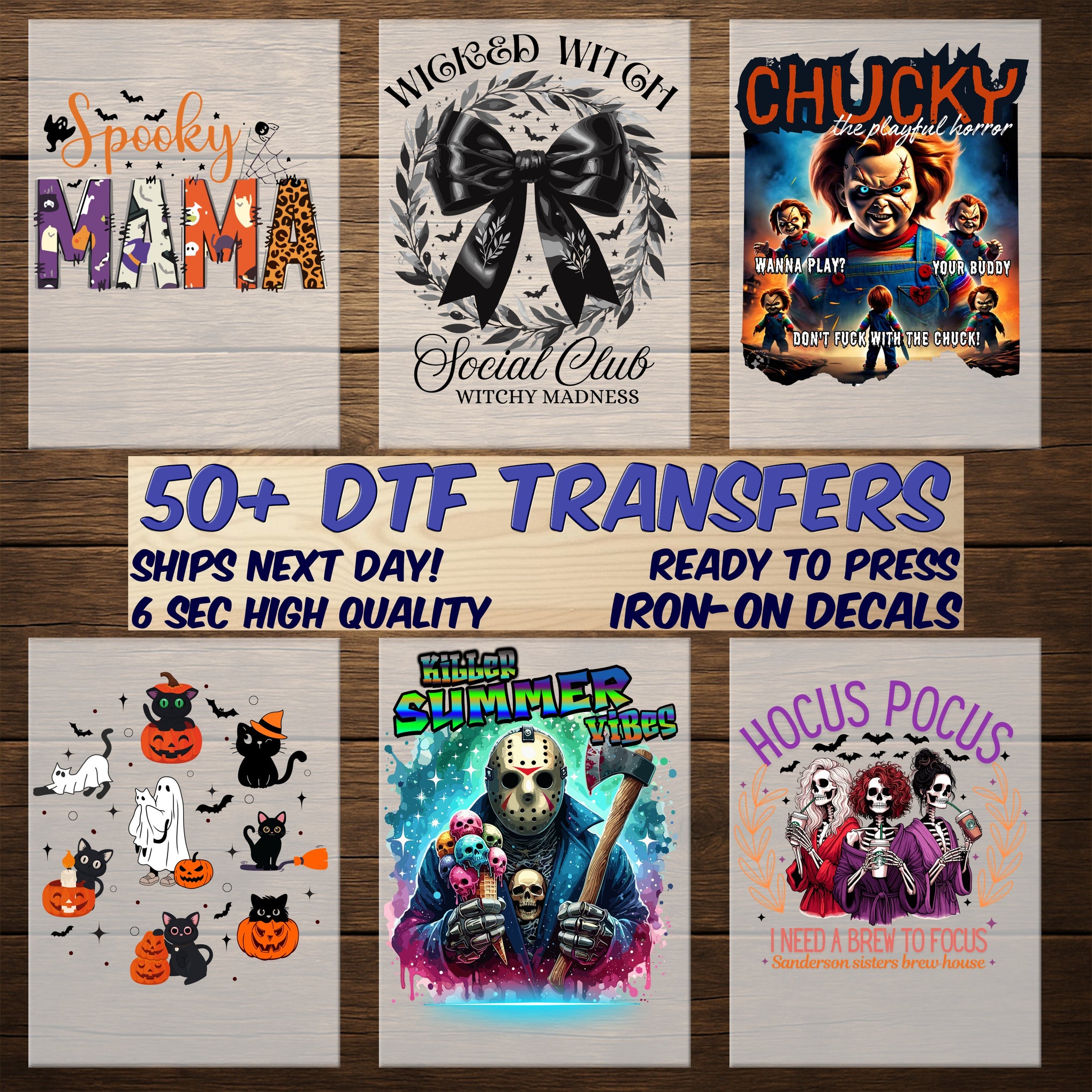 Cute Disney Halloween Character DTF Transfer, Ready To Press for Family Apparel, Kids Shirt, Fun Halloween Iron-On