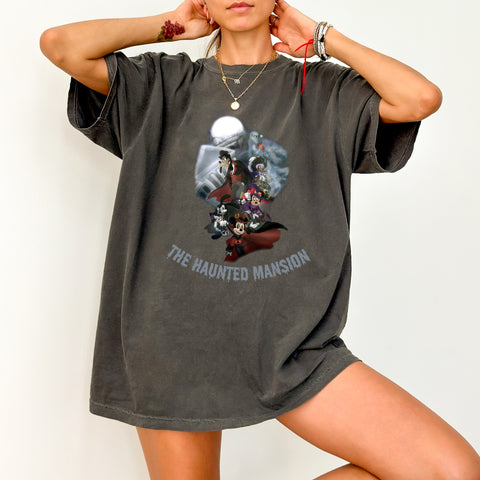 Spooky Halloween DTF Transfer Haunted Mansion Cartoon Iron-On for Family & Groups on T-Shirts & Sweatshirts
