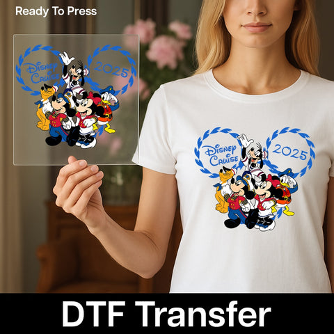 Cute Disney Cruise DTF Transfer 2025 Nautical Adventure Ready To Press Family Group T-Shirt Iron-On Apparel