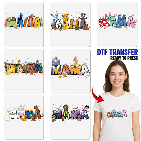 Cute Princess-Themed MAMA DTF Transfer for Mother's Day Gifts & Fantasy Apparel