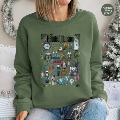 Halloween Haunted Mansion DTF Transfer for Spooky Ghost & Gothic Art T-Shirts - Ready to Press Apparel for Disney Fans