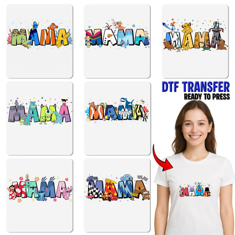Mama Fairy-tale Character Cute DTF Transfer Ready To Press for Mother's Day Family Shirt & Apparel