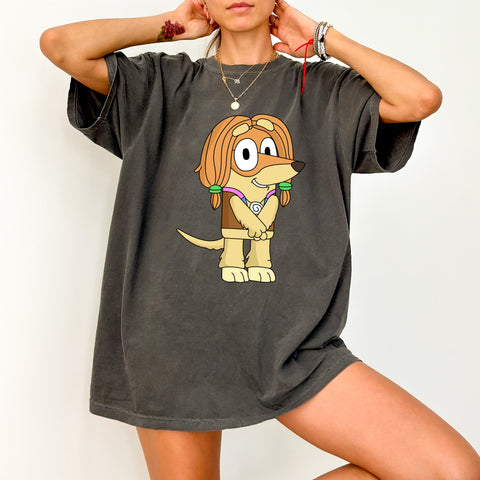 Cute Cartoon Dog DTF Transfer | Ready to Press Pet Theme Apparel | Playful Iron-On for Family Reunion or Group Event Shirts