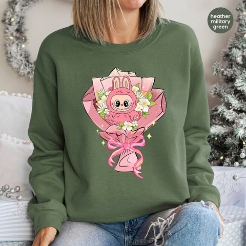 Cute Bunny Iron-On DTF Transfer for Easter Fun Kawaii Anime Character T-Shirt Perfect for Kids Party Celebrations