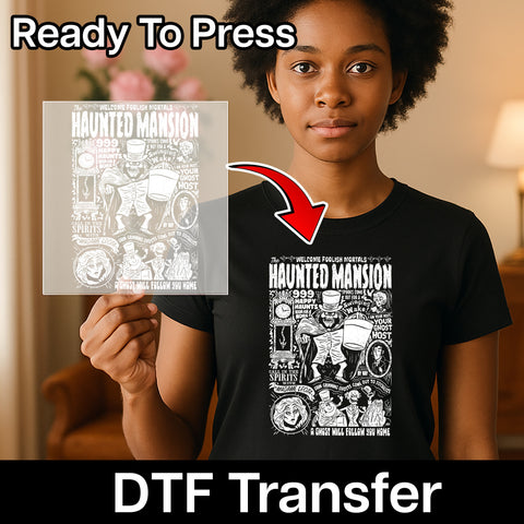 Haunted Mansion Funny Halloween DTF Transfer for Disney Fans & Halloween Apparel - Spooky Ready To Press T-Shirt Design