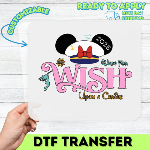 Magical Cruise Adventure 2025 DTF Transfer Cute Sailor Theme Iron On for Family & Group Apparel