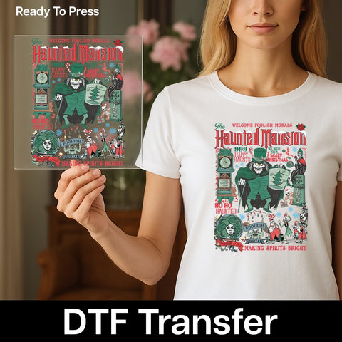 Funny Haunted Christmas DTF Transfer Ready to Press for Halloween Fans | Spooky T-shirt & Sweatshirt Design