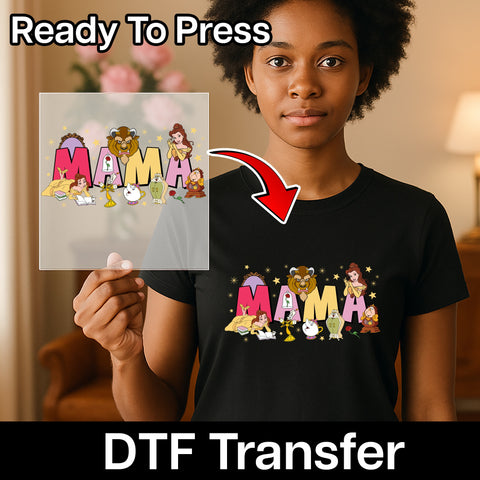 Nostalgic Fairytale MAMA DTF Iron-On Transfer for Mother's Day Cute Classic Story Characters T-Shirt & Sweatshirt Gift