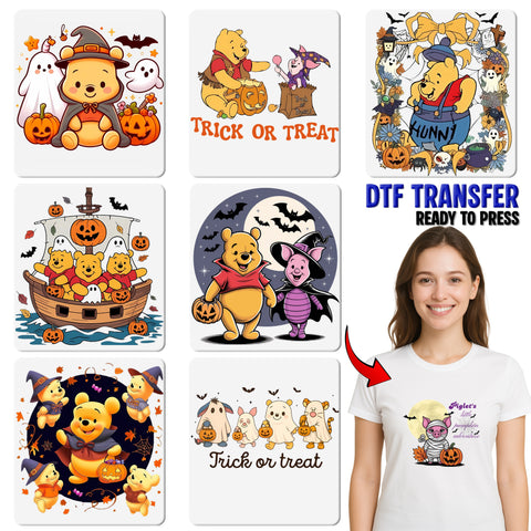 Cute Halloween Bears & Pumpkins DTF Transfer | Iron-On Ready for Fun Trick or Treat Family Shirts & Apparel