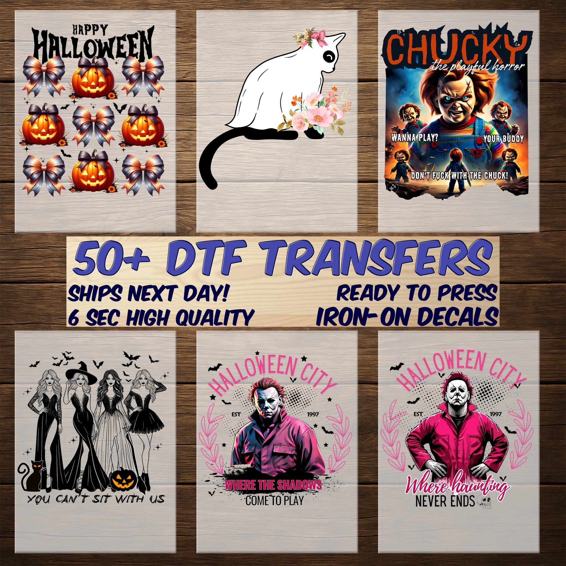 Gothic Halloween Skull Witch Hat & Bats DTF Transfer for Apparel - Ready to Press Iron-On for Spooky Occult Shirts