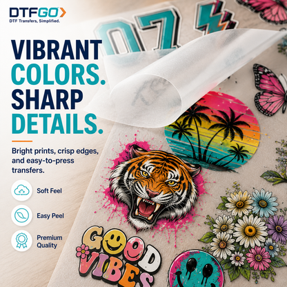 DTF transfers with vibrant colors and sharp details