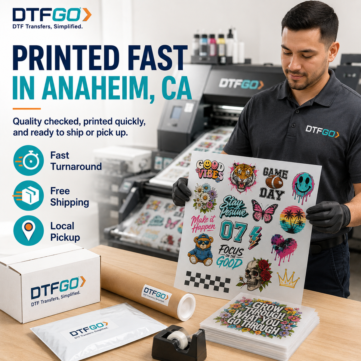 DTF transfers printed fast in Anaheim, CA