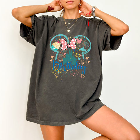 Cute Birthday Castle & Cupcake Theme Park DTF Transfer for Family Shirts - Ready to Press Iron-On for Kids Party Apparel