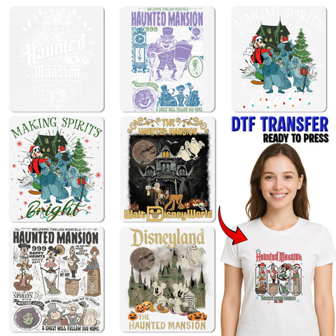 Spooky Halloween Iron-On DTF Transfer Ghost Shirt for Theme Park Fans & Family Fun