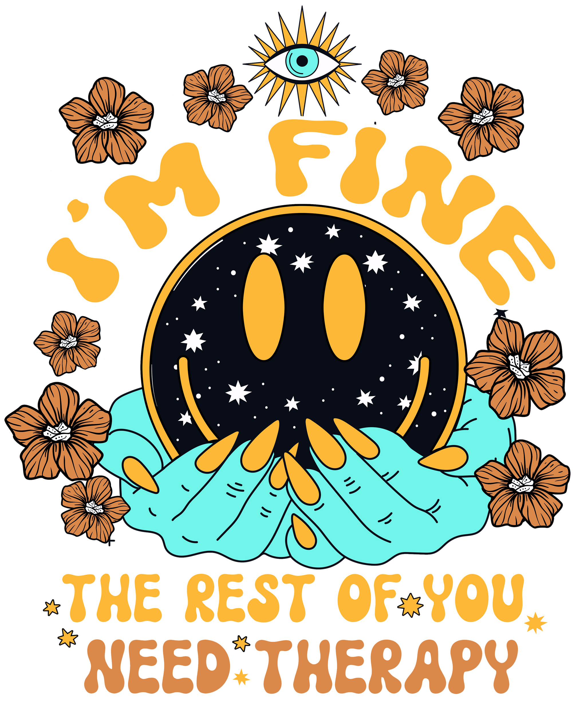 Funny Saying Shirts, Sarcastic Quote Graphic Tees, Adult Humor T-Shirt, Birthday Gifts for Mom, I'm Fine The Rest Of You Need Therapy