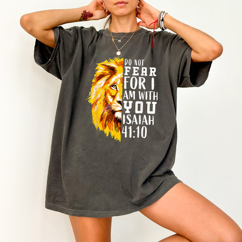 Inspirational Christian Lion DTF Transfer Ready To Press - Isaiah 41:10 Religious Art for Church Apparel & Faith-Based Gifts