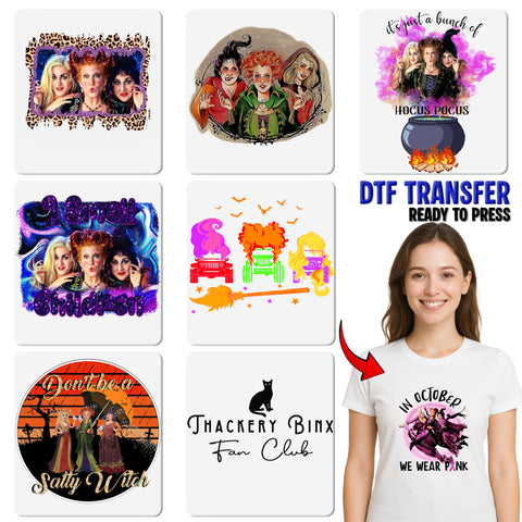 Funny Halloween Witch DTF Transfer, Iron-On Salty Witch Design for Women's Apparel, Retro Hocus Pocus Inspired Shirt