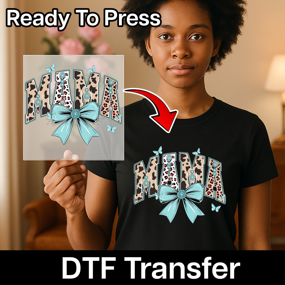 Cute Animal Print MAMA DTF Transfer for Mother's Day T-shirt, Ready To Press Iron-On Boho Chic Mama Gift for Moms
