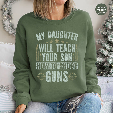 Funny Daughter Gun Shooting Sports Humor DTF Transfer for Parent T-shirt & Apparel DeeplY Empowerment DTF