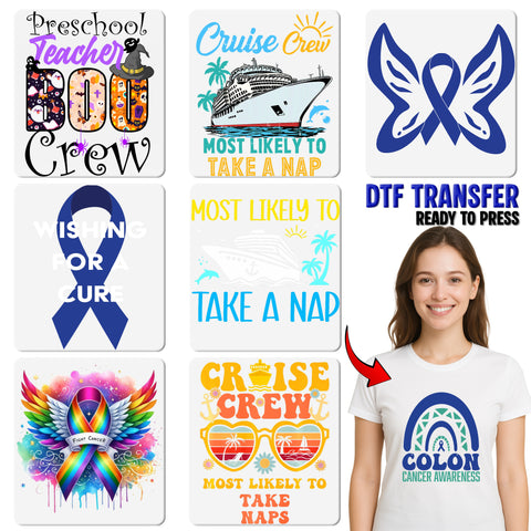 Funny Cruise Crew Ready to Press DTF Transfer for Group Vacations & Family Cruise Wear - Bold Retro Tie-Dye Apparel Design