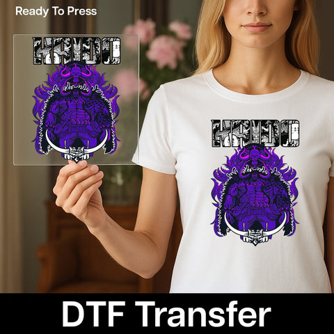 Anime Gothic Fantasy Warrior DTF Transfer | Ready To Press Mythical Kaido Iron-On | Youth & Adult Anime Apparel